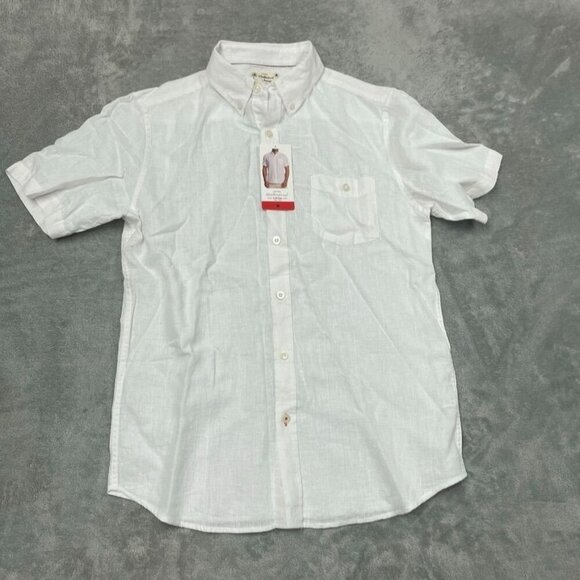 Weatherproof Vintage White Washable Linen Shirt Short Sleeves M a0017 - Picture 1 of 9